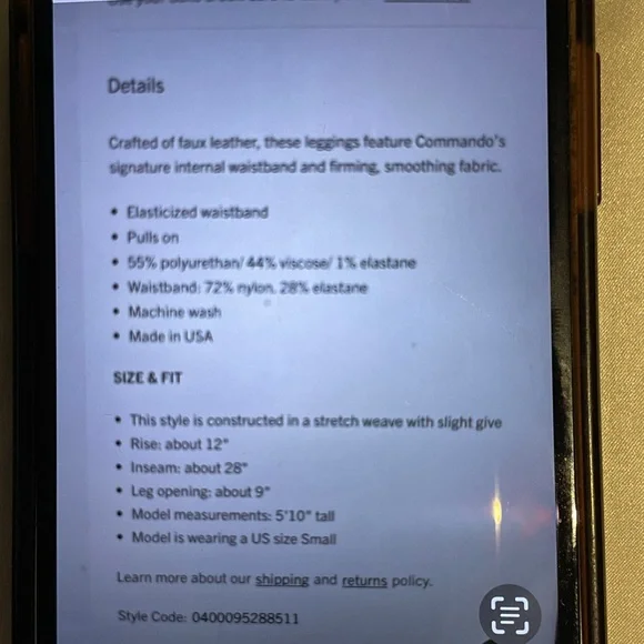 Commando Control Espresso Faux Leather Leggings NWT - Picture 9 of 10